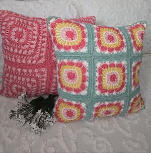 Colorful Crochet Throw Pillows-Set of 2